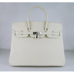 Hermes Birkin 35Cm Togo Leather Handbags Beige Silver